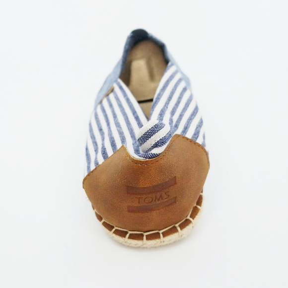 Toms Mens Alpargata Canvas Blue Striped Slip On - Picture 7 of 8